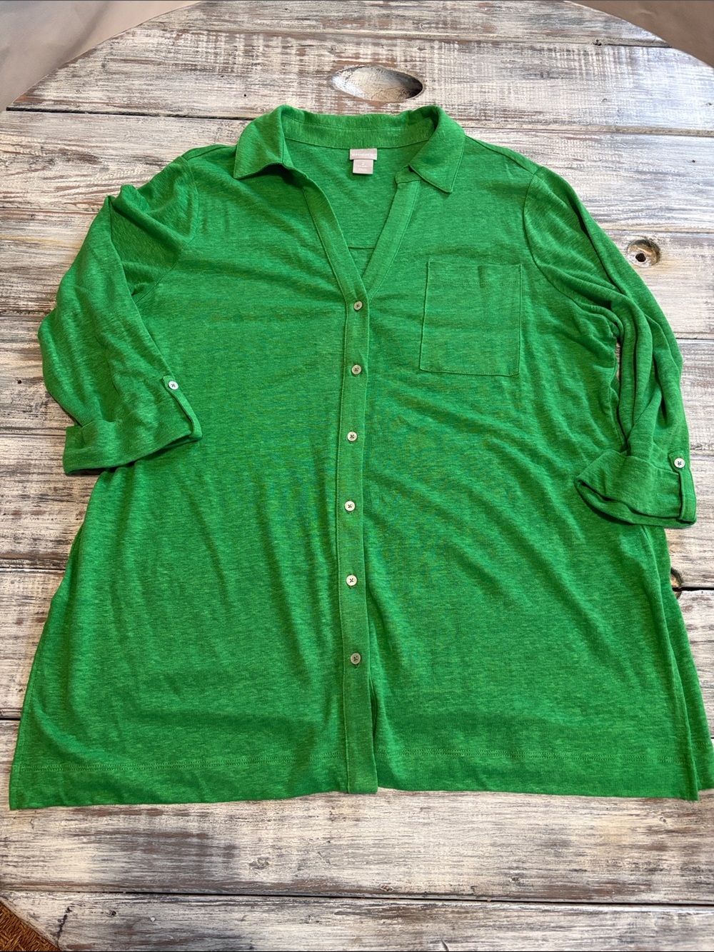 As new, Chico’s tunic length 100% linen top, Chico’s size 2 (US 12/14)
